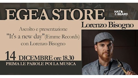 All’Egea Store di Perugia, gli artisti e la musica di qualità: incontro con Lorenzo Bisogno, il 14 dicembre, ore 18.30