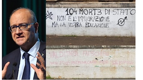 Contro Valditara. Scritte, simboli anarchici e stella a 5 punte al Ministero