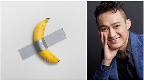 La «Banana» di Maurizio Cattelan venduta ​per 6,2 milioni di dollari, il prezzo record fatto dal fondatore di criptovalute Tron