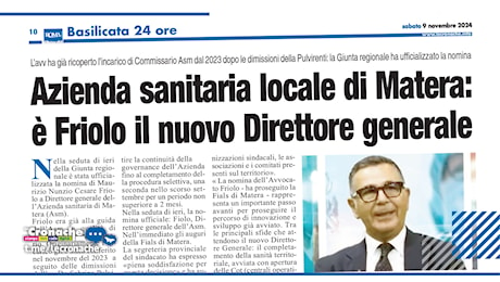 AZIENDA SANITARIA LOCALE DI MATERA: È FRIOLO IL NUOVO DIRETTORE GENERALE