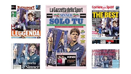 Sinner, il trionfo alle Atp Finals sui giornali di oggi