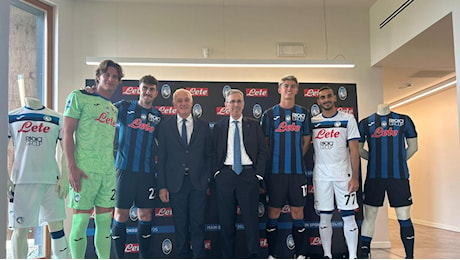 Atalanta, nuove maglie con Acqua Lete main sponsor: le scaramanzie sullo scudetto. Luca Percassi: «Sì, Djimsiti piace in Qatar»