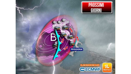 Meteo: Vortice Ciclonico nei Prossimi giorni, provocherà Piogge abbondanti, Vento e anche Neve