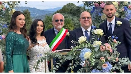 De Laurentiis officiante al matrimonio, il testimone dello sposo è Brozovic | VIDEO