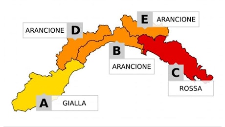 Maltempo Liguria, Allerta Arancione dalle 22. Domani sul Levante diventa rossa