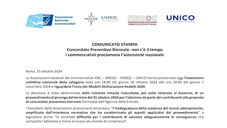 Concordato preventivo biennale, i commercialisti proclamano lo sciopero