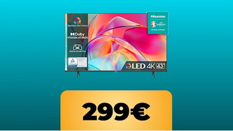 La smart TV Hisense QLED da 43 pollici in 4K è un perfetto televisore a prezzo budget in sconto su Amazon