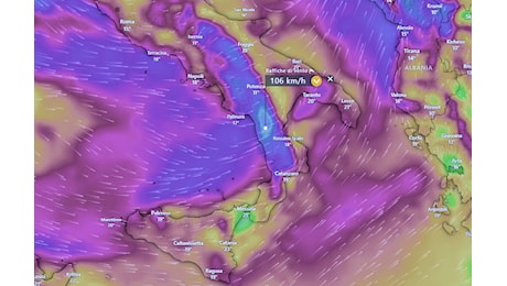 Ancora allerta burrasca in Calabria. Attese per oggi tempeste di vento e raffiche sopra i 100 Km/h