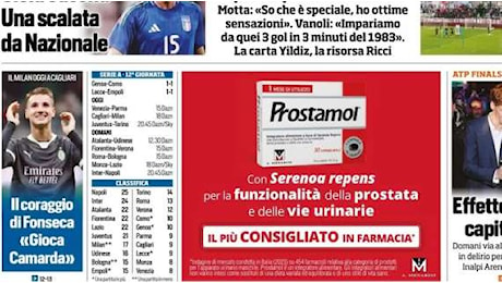 Tuttosport in prima pagina: Il coraggio di Fonseca: 'Gioca Camarda'