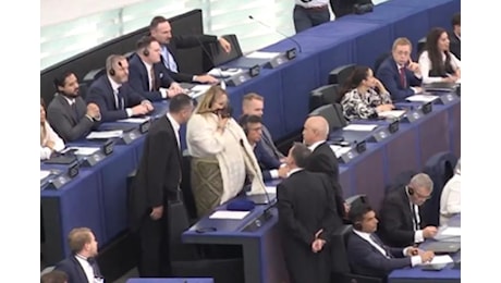 Eurodeputata dell’ estrema destra romena urla con museruola durante discorso von der Leyen