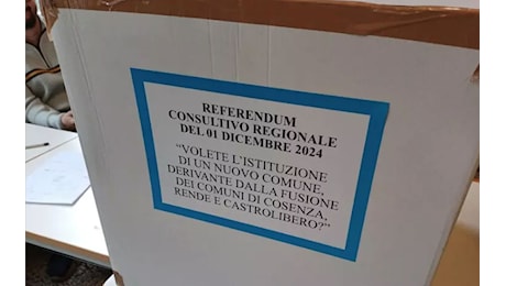 Proposta Città unica Cosenza, vince no a referendum col 58,23%