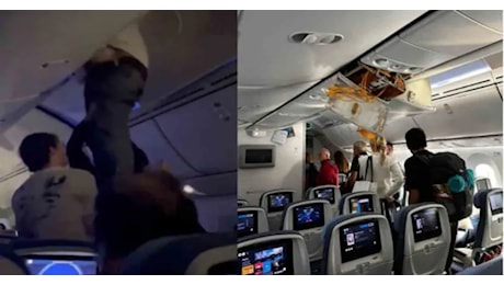 Passeggeri sbalzati dai sedili e incastrati nelle cappelliere: le immagini della turbolenza sul volo Madrid-Montevideo