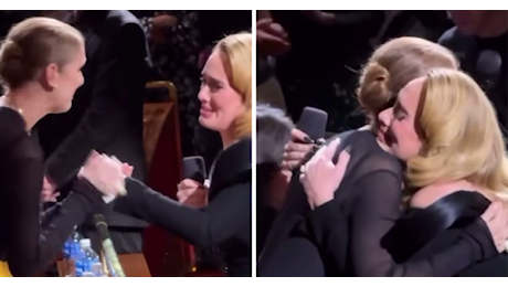 Adele vede Céline Dion tra il pubblico e le corre incontro: il video