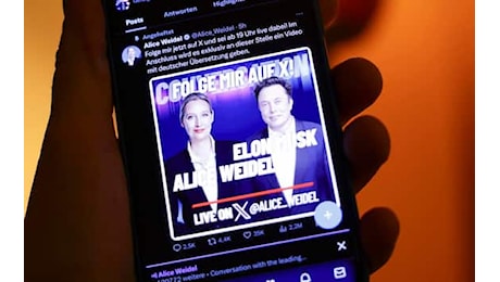 Musk, sostegno ad Alice Weidel su X: 'Solo l'Afd può salvare la Germania'