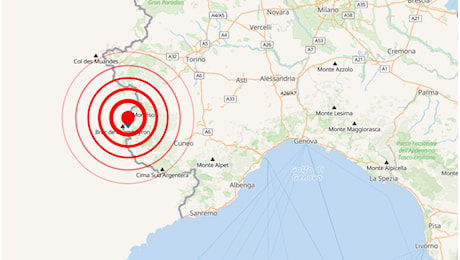 Scossa di terremoto vicino Cuneo di magnitudo 3.8, epicentro a Chiappera al confine tra Francia e Italia