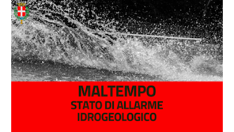 Ore 14 - Maltempo, la Regione dichiara allerta rossa per rischio idrogeologico fino alle 6 di mercoledì 9 ottobre