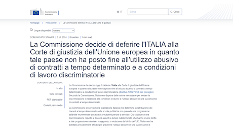 Stipendi degli insegnanti precari: per l’Italia arriva il deferimento alla Corte UE