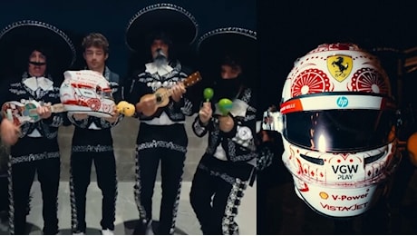 Leclerc: costume da mariachi e casco speciale in Messico