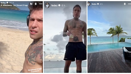 Fedez, Natale a Saint Barth con Leonardo Del Vecchio e la nuova fidanzata Sara Soldati: le foto dal resort da sogno