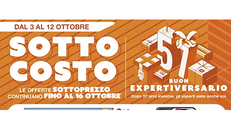 Volantino Expert, sottocosto in occasione dei 57 anni: guarda che offerte