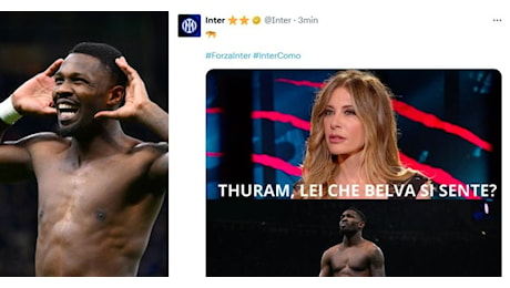 Thuram, gol al Como e esultanza grintosa. L’Inter: “Lei che belva si sente?”