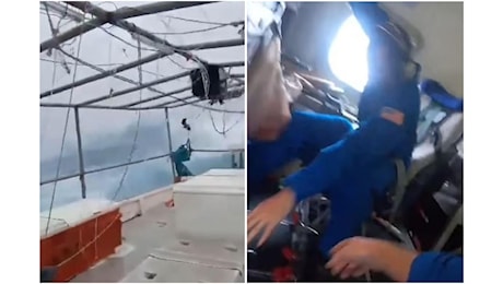 L’aereo nella tempesta e la barca in balia di enormi onde: i primi video dell’uragano Milton