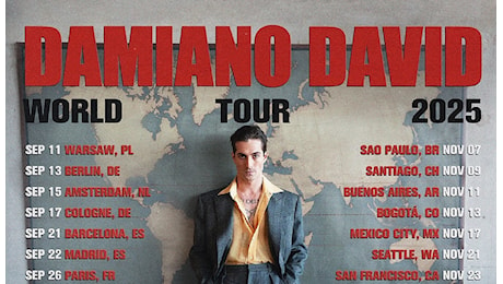 Altro che Erasmus: Damiano David (dei Maneskin) annuncia il suo tour mondiale da solista - Il video