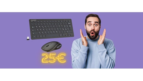 Tastiera e mouse wireless in un bundle a soli 25€ su Amazon, vero affare