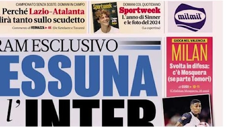 La Gazzetta in prima pagina sul mercato del Milan: Svolta in difesa: c'è Mosquera (se parte Tomori)