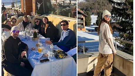 Melissa Satta e Carlo Beretta a Saint Moritz con gli amici e il figlio dell'ex velina