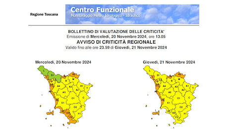 Allerta arancio per rischio vento e mareggiate anche nella serata di giovedì 21 novembre