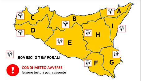 Maltempo, sabato allerta arancione su tutta la Sicilia