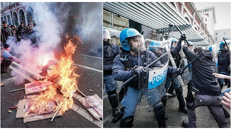 Sciopero generale, bruciate a Torino le foto di premier e ministri. Piantedosi: clima pesante