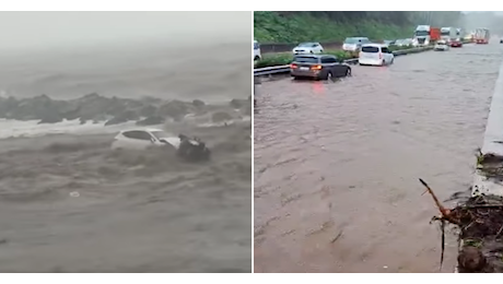 IL VIDEO. Nubifragi in Sicilia, la furia dell'acqua trascina in mare un'auto. Allagata l'autostrada, decine gli interventi in corso