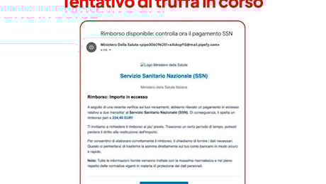 Il Ministero della Salute: «Attenti alla truffa sui rimborsi! Non cliccate sui link»
