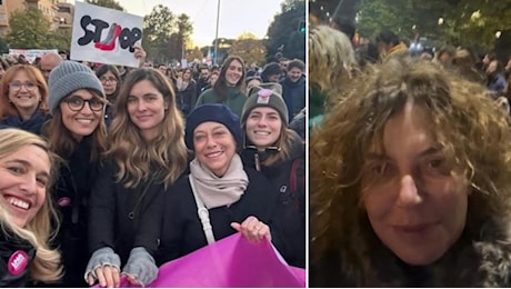 Non una di meno, al corteo Paola Cortellesi, Sabina Guzzanti e Paola Turci: “Se non voglio, non puoi”